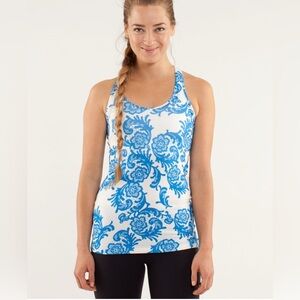 Lululemon Cool Racerback Tank Top: Laceoflage Polar Cream Beaming Blue Size 4